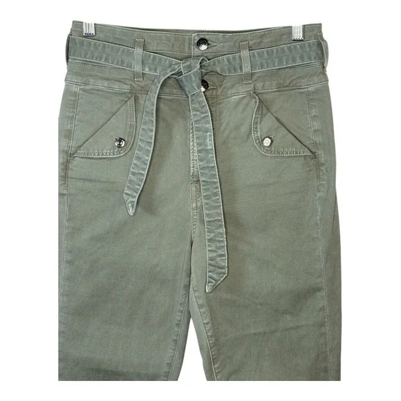 Veronica Beard GISELLE Flare Jeans Sea Foam Green Extra High Rise Belted Size 28